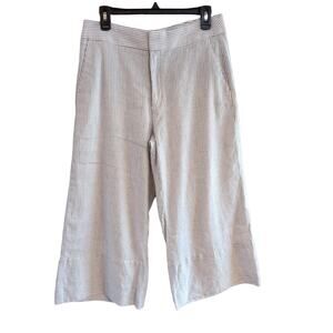 Banana Republic Striped Crop Linen Blend Wide Leg Pants Size 8 S